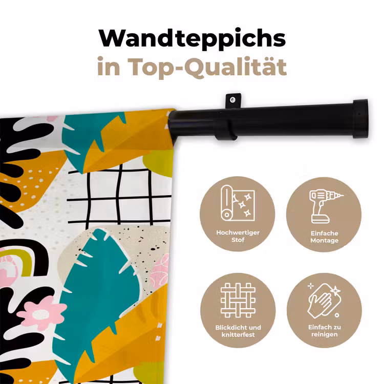 Tropisch - Bladeren - Abstract - Geel - Oranje Wandkleed katoen klein 269 -tsfeer2_DE
