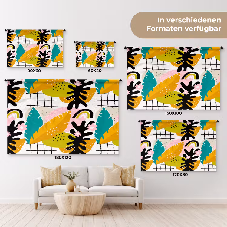Tropisch - Bladeren - Abstract - Geel - Oranje Wandkleed katoen klein 269 -tsfeer8_DE