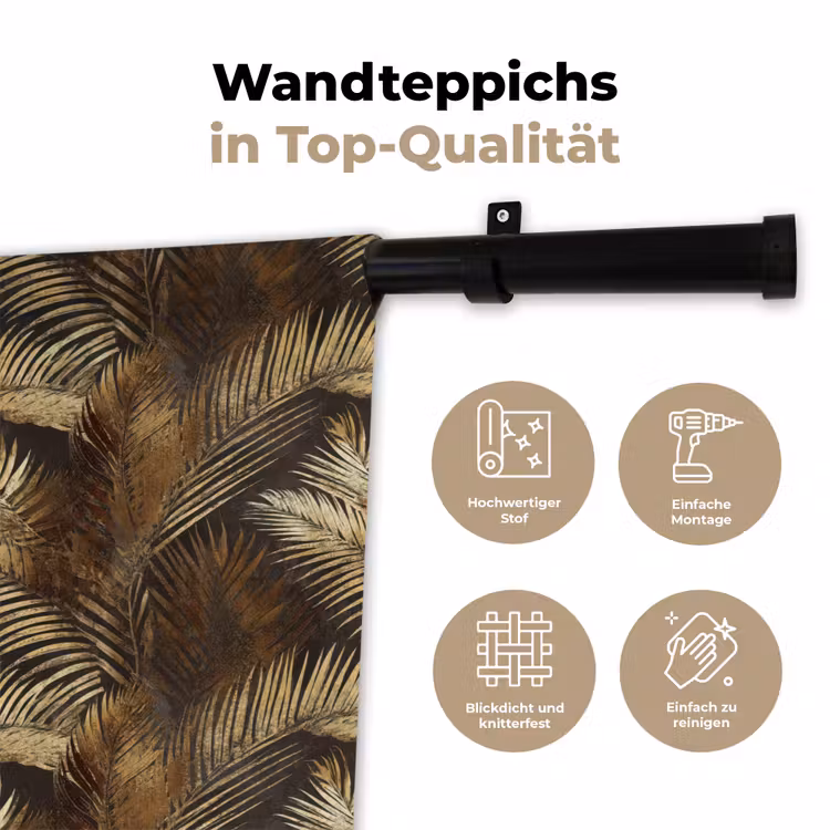 Tropisch - Bladeren - Goud Wandkleed katoen klein 269 -tsfeer2_DE