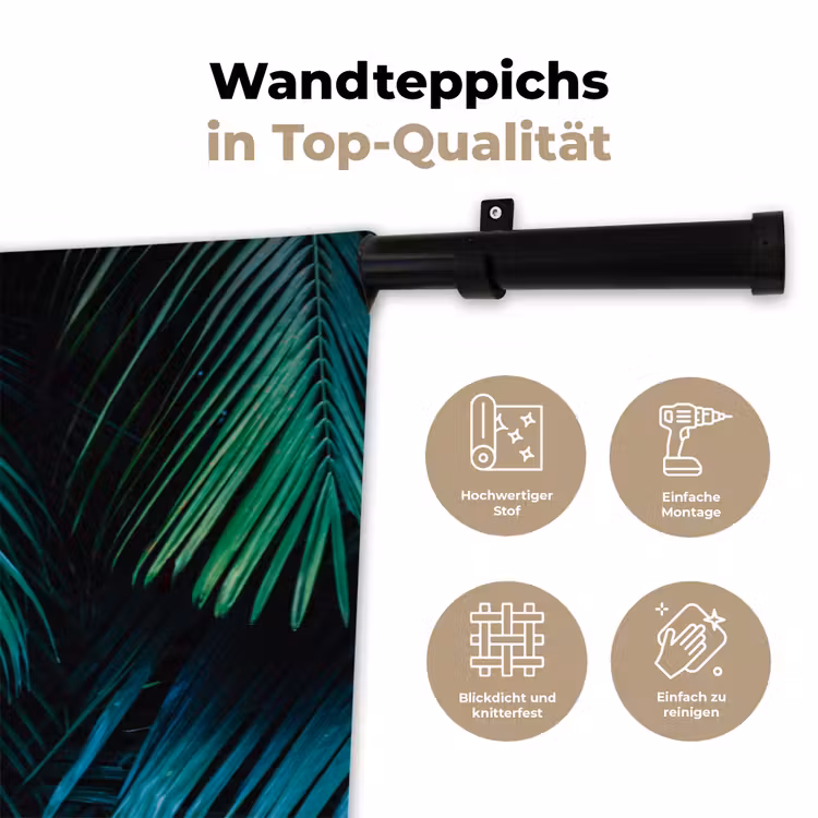 Tropical - Jungle - Bladeren - Groen Wandkleed katoen klein -tsfeer2_DE