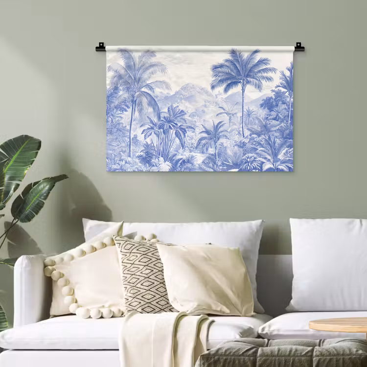 Tropisch - Jungle - Blauw Wandkleed katoen klein -sfeer7