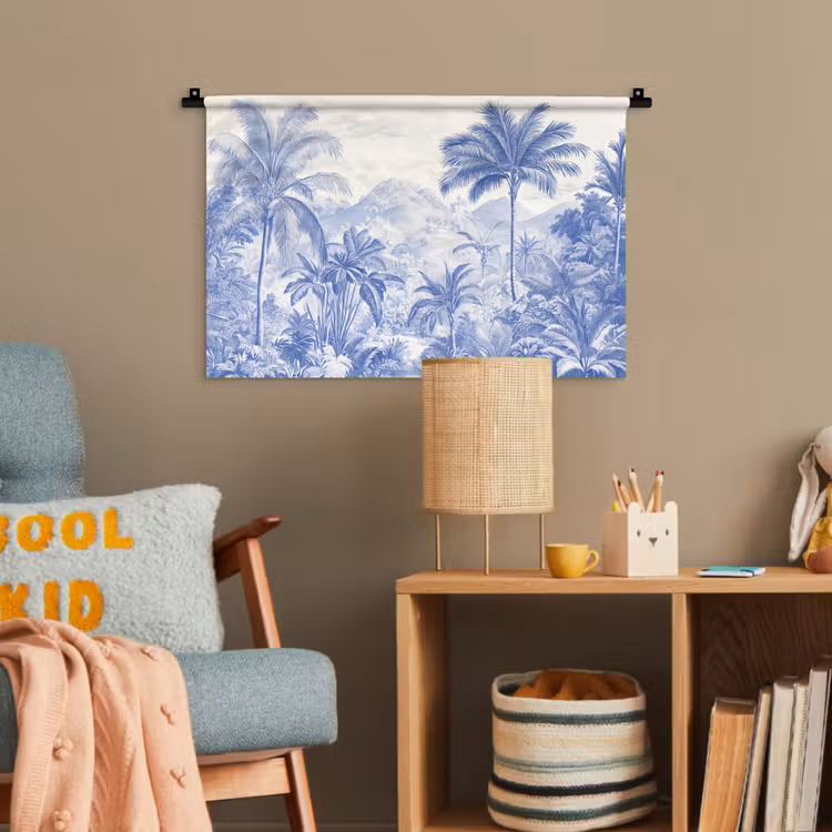 Tropisch - Jungle - Blauw Wandkleed katoen klein -wsfeer4_kind