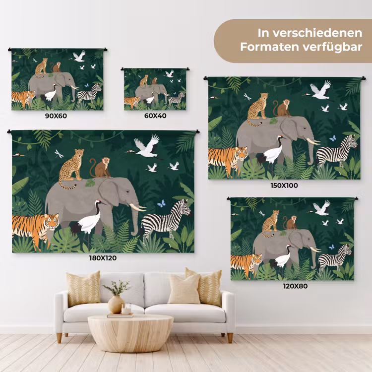 Tropisch - Jungle - Groen Wandkleed katoen klein -tsfeer8_DE