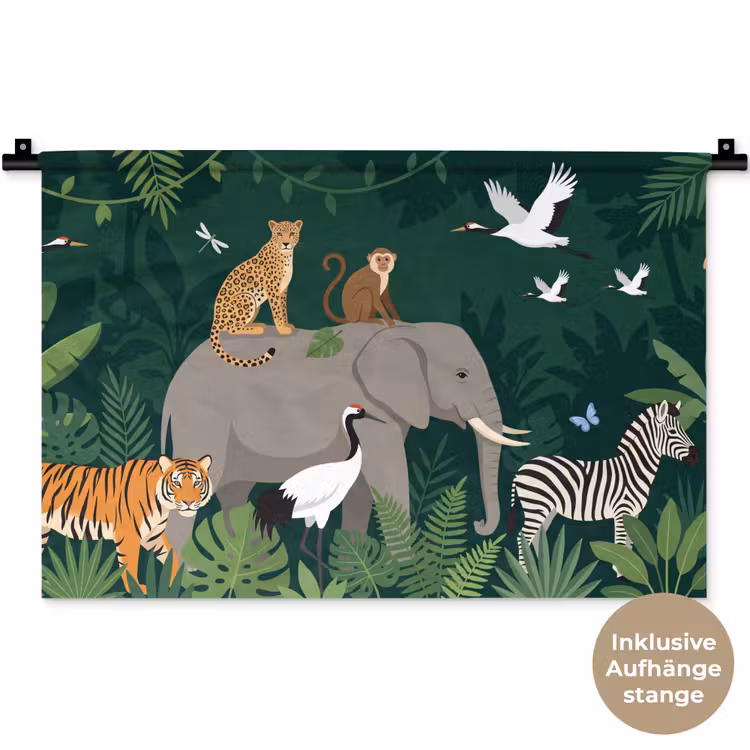 Tropisch - Jungle - Groen Wandkleed katoen klein -t3d_DE