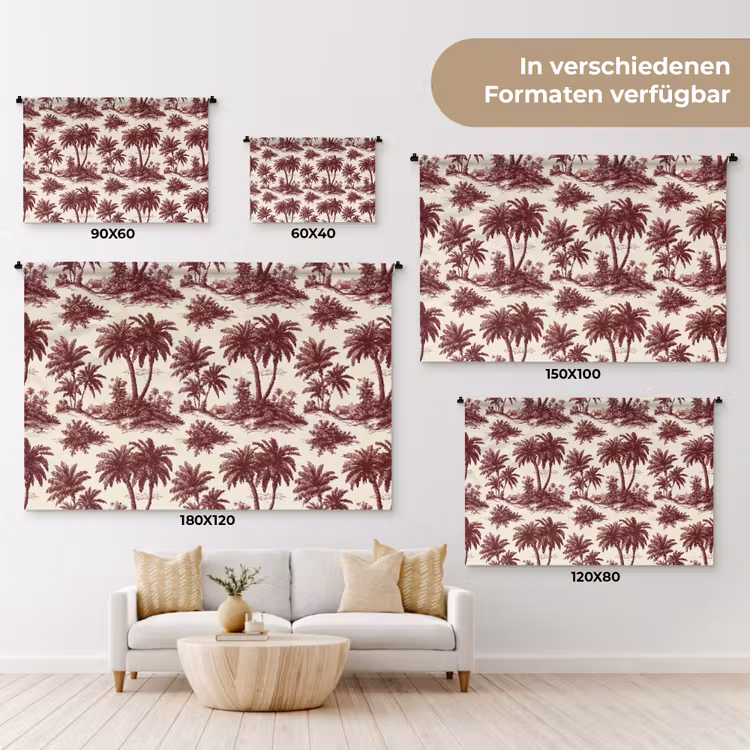 Tropisch - Geometrisch - Bordeauxrood Wandkleed katoen klein 269 -tsfeer8_DE
