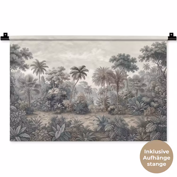 Tropisch - Landschap - Illustratie Wandkleed katoen klein -t3d_DE