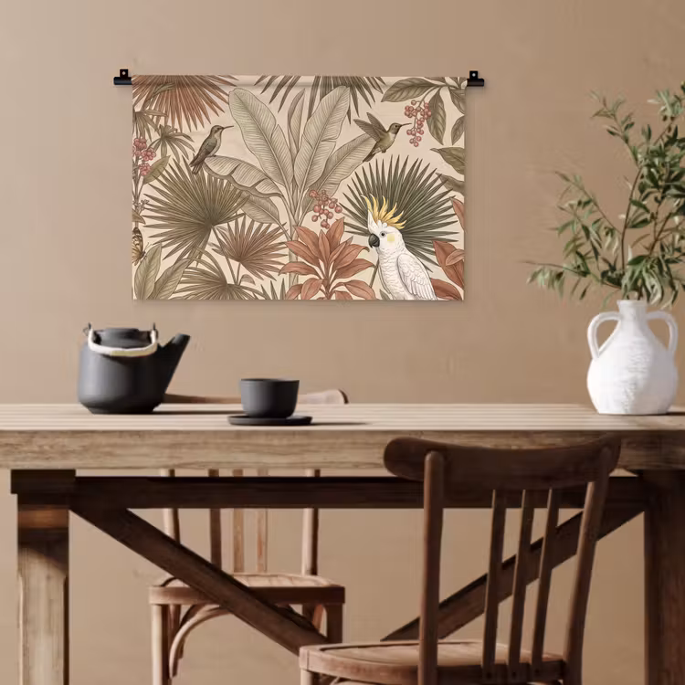 Tropisch - Vogels - Beige Wandkleed katoen klein -sfeer6