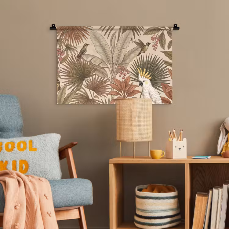 Tropisch - Vogels - Beige Wandkleed katoen klein -wsfeer4_kind
