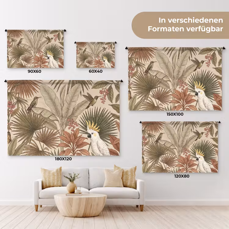 Tropisch - Vogels - Beige Wandkleed katoen klein -tsfeer8_DE