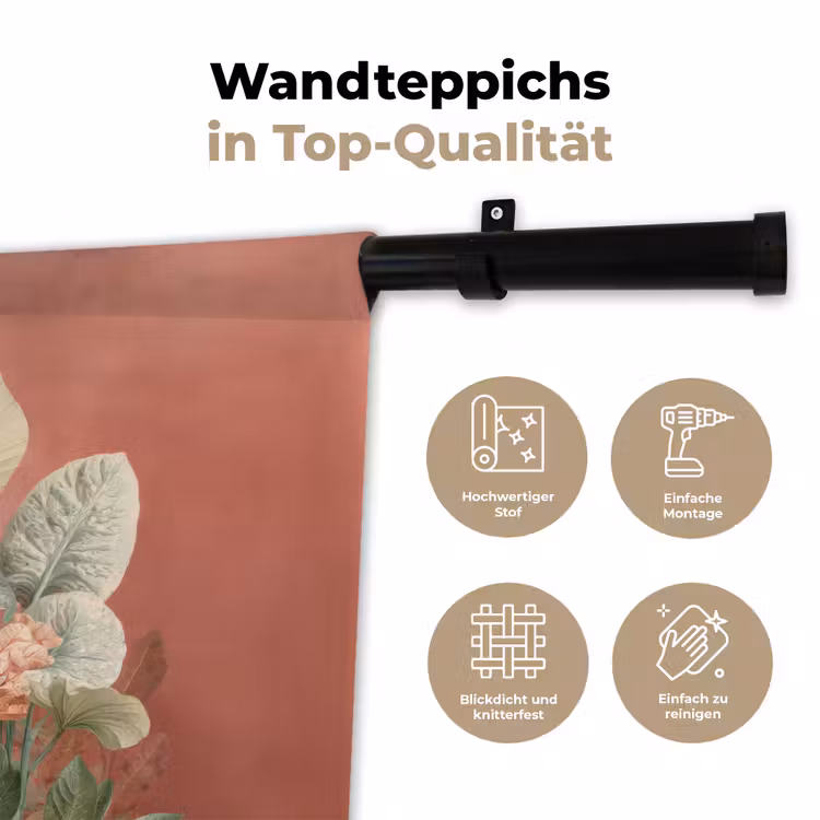 Tropische bladeren - Bloemen - Roze - groen Wandkleed katoen klein -tsfeer2_DE