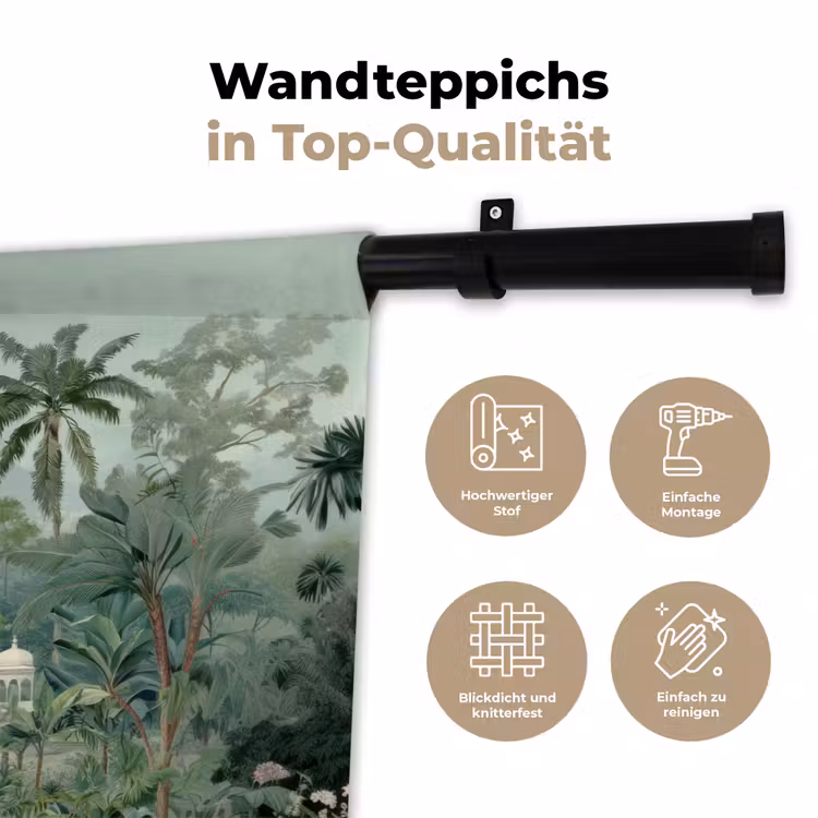 Tropische tuin - Koepelgebouw - Bloemen Wandkleed katoen klein -tsfeer2_DE