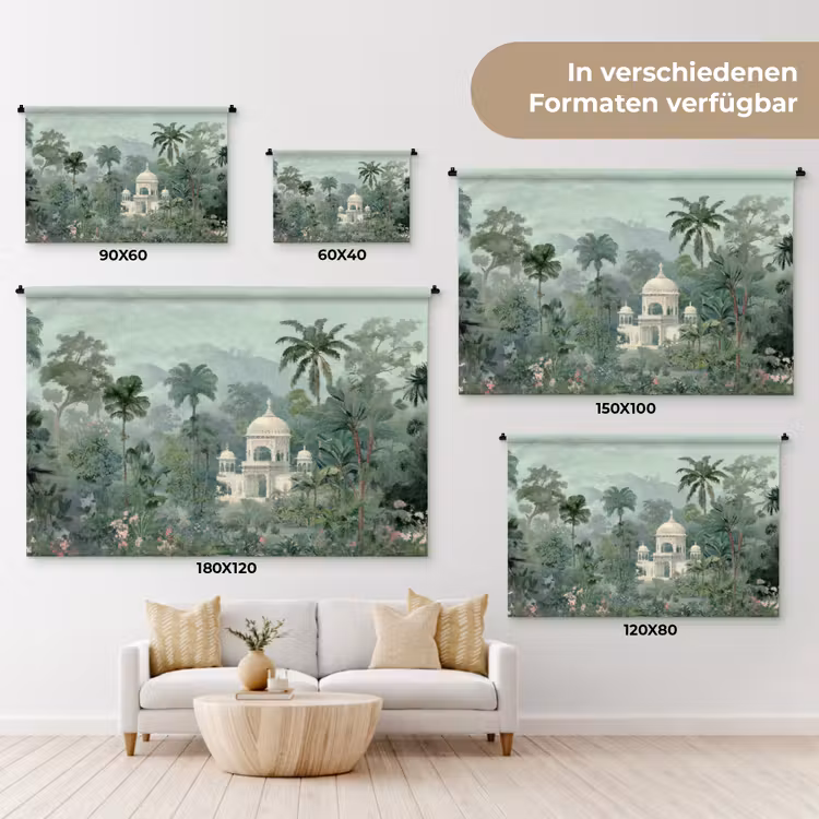Tropische tuin - Koepelgebouw - Bloemen Wandkleed katoen klein -tsfeer8_DE