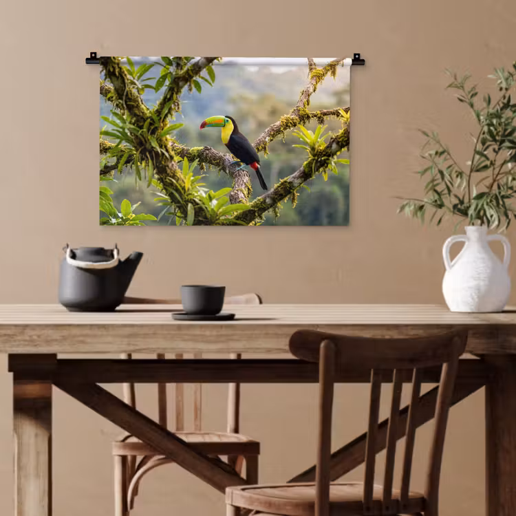 Toekan - Jungle - Natuur - Kleurrijk Wandkleed katoen klein -sfeer6