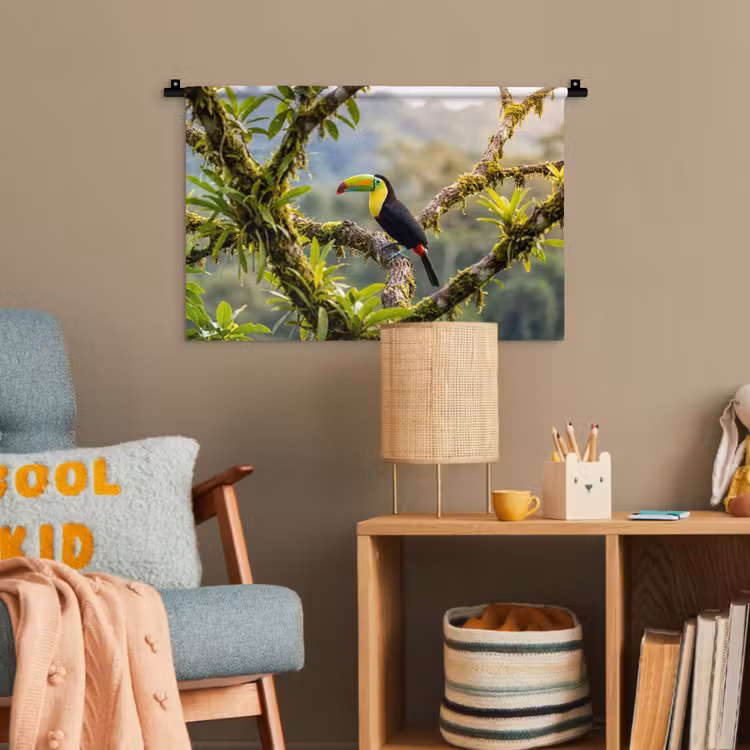 Toekan - Jungle - Natuur - Kleurrijk Wandkleed katoen klein -wsfeer4_kind