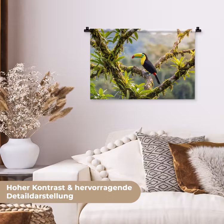 Toekan - Jungle - Natuur - Kleurrijk Wandkleed katoen klein -tsfeer1_DE