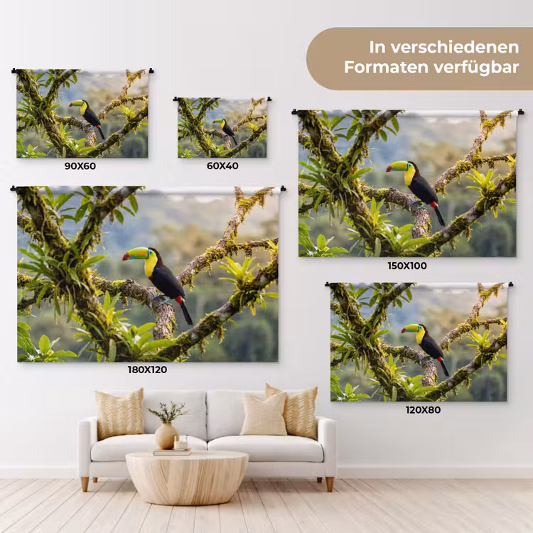 Toekan - Jungle - Natuur - Kleurrijk Wandkleed katoen klein -tsfeer8_DE