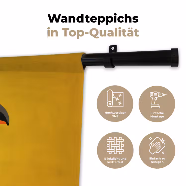 Toekan - Minimalistisch - Snavel - Oranje Wandkleed katoen klein -tsfeer2_DE
