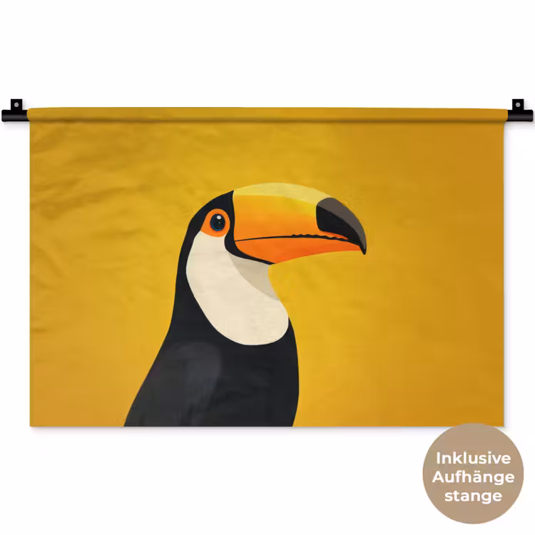 Toekan - Minimalistisch - Snavel - Oranje Wandkleed katoen klein -t3d_DE