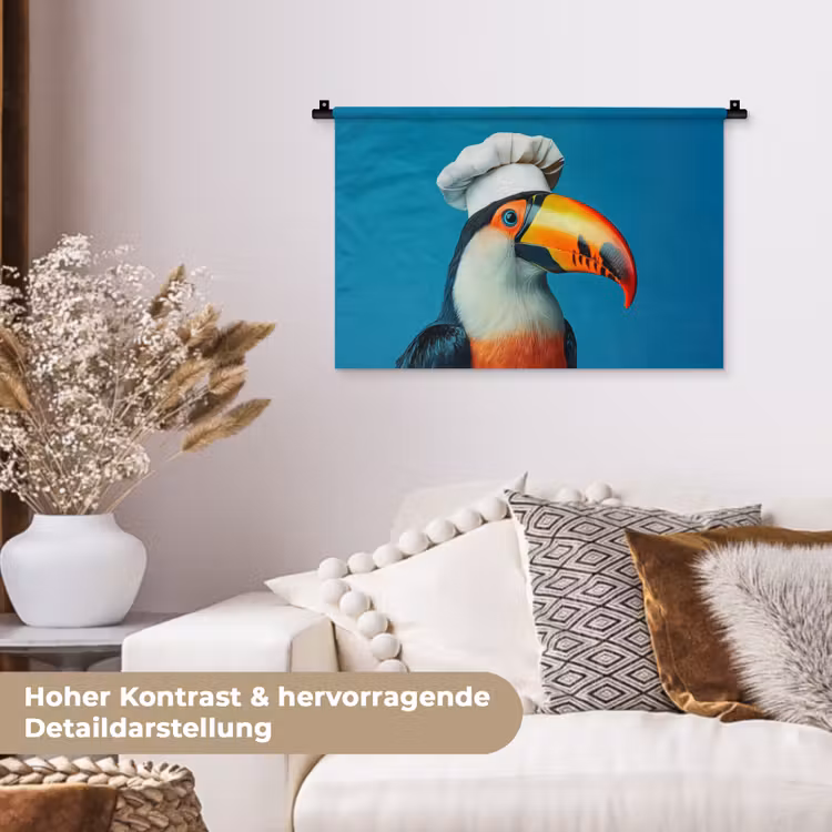 Toekan - Papegaai - Vogel - Koksmuts Wandkleed katoen klein -tsfeer1_DE