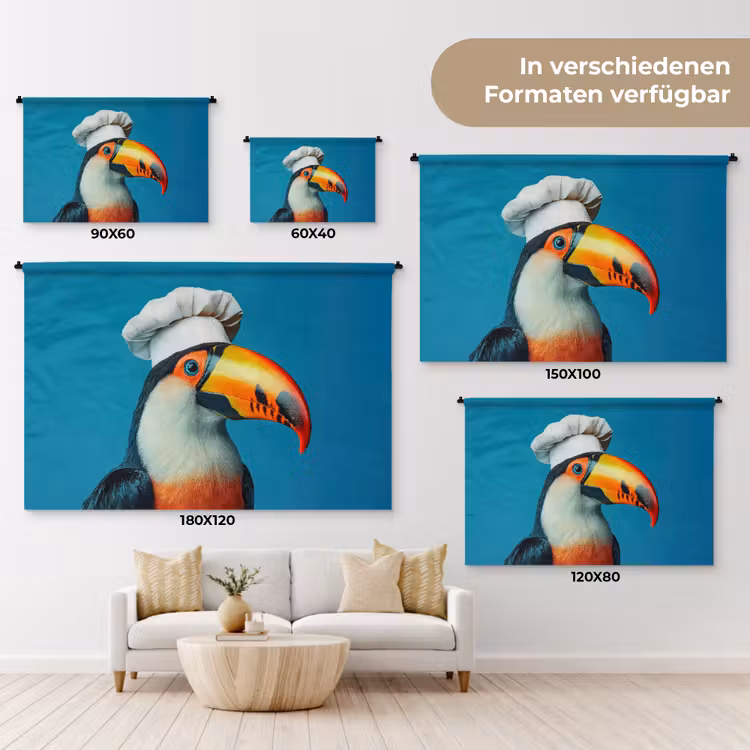 Toekan - Papegaai - Vogel - Koksmuts Wandkleed katoen klein -tsfeer8_DE