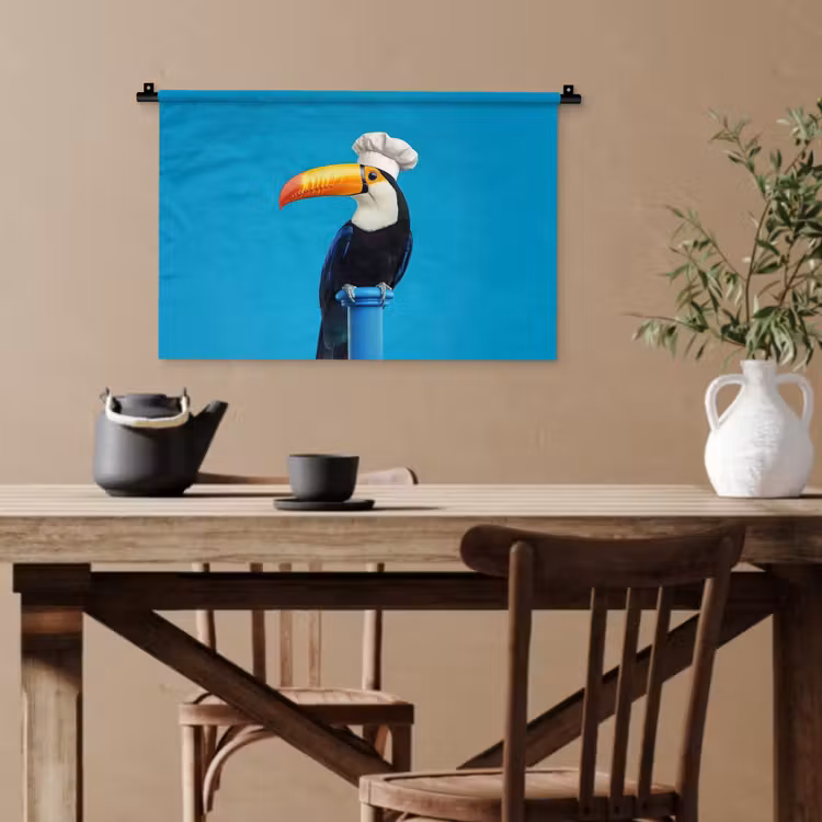 Tucan - Sokkel - Vogel - Koksmuts Wandkleed katoen klein -sfeer6