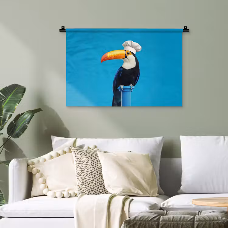 Tucan - Sokkel - Vogel - Koksmuts Wandkleed katoen klein -sfeer7