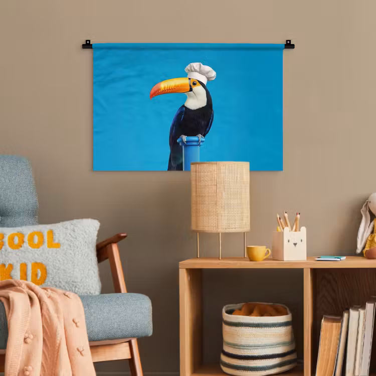 Tucan - Sokkel - Vogel - Koksmuts Wandkleed katoen klein -wsfeer4_kind