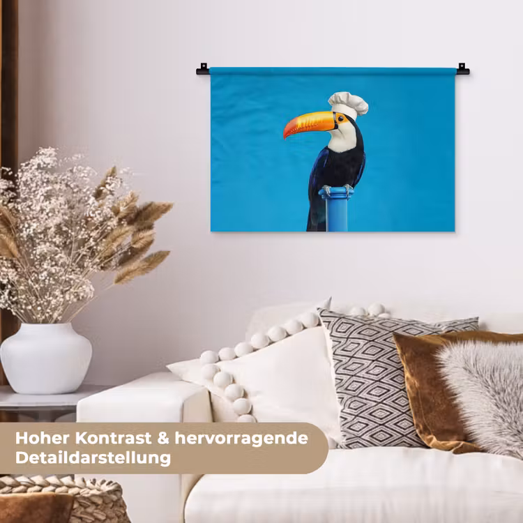 Tucan - Sokkel - Vogel - Koksmuts Wandkleed katoen klein -tsfeer1_DE
