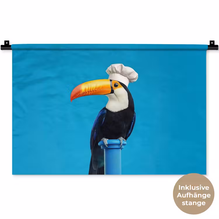 Tucan - Sokkel - Vogel - Koksmuts Wandkleed katoen klein -t3d_DE
