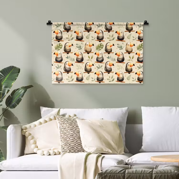 Toekans - Exotisch - Kleurrijk Wandkleed katoen klein 269 -sfeer7