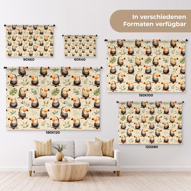 Toekans - Exotisch - Kleurrijk Wandkleed katoen klein 269 -tsfeer8_DE