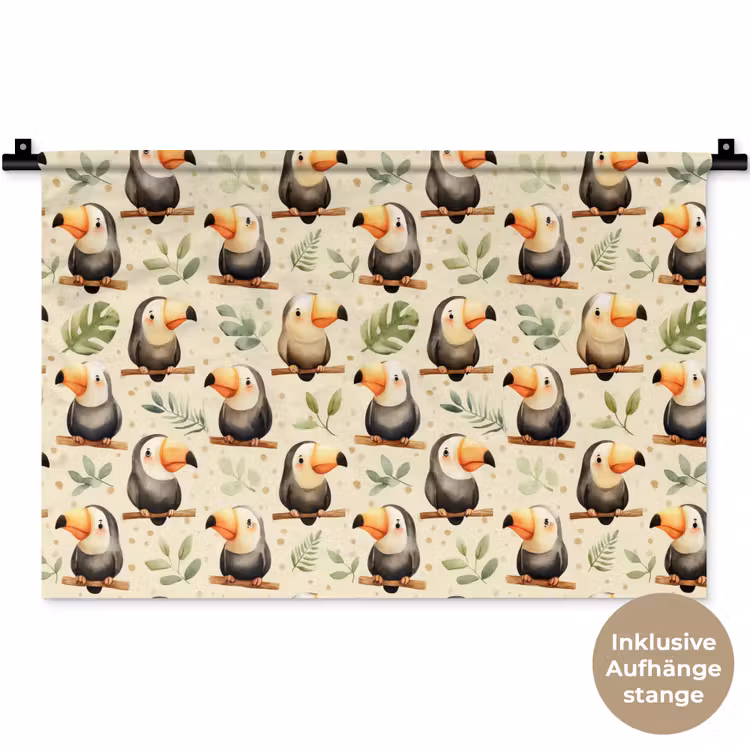 Toekans - Exotisch - Kleurrijk Wandkleed katoen klein 269 -t3d_DE