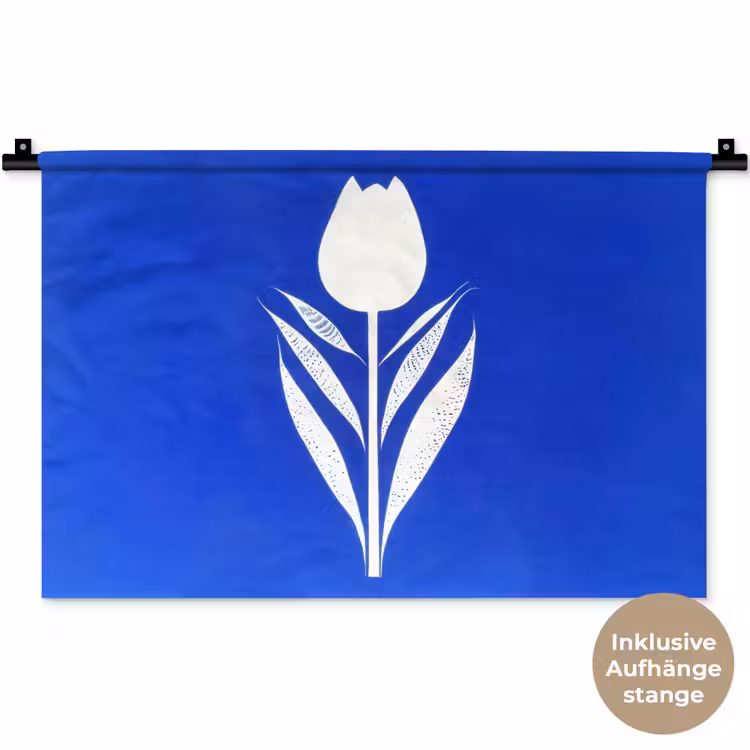 Tulp - Minimalistisch - Bladeren - Wit Wandkleed katoen klein -t3d_DE