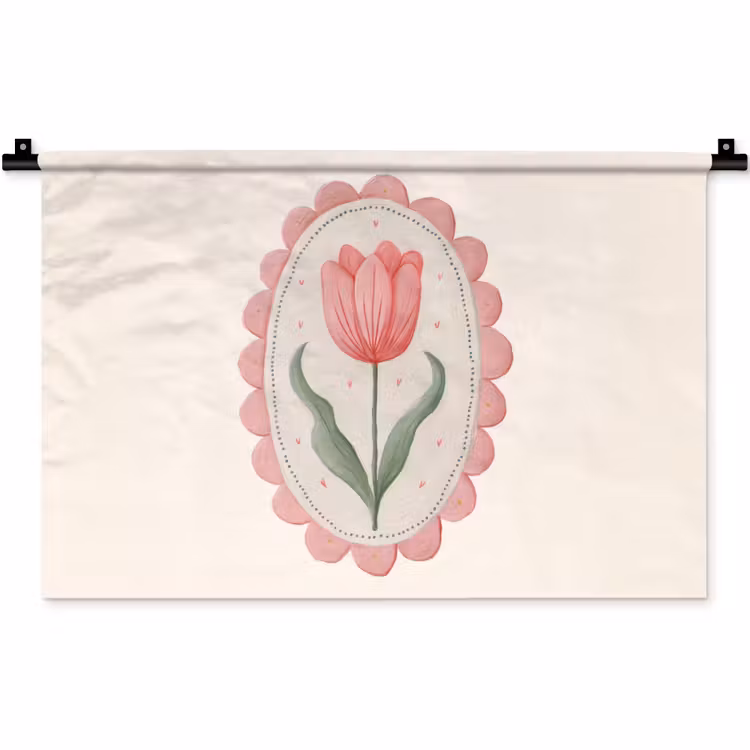 Tulp - Lijst - Ovaal - Illustratie Wandkleed katoen klein -zz3d