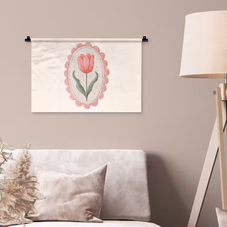 Tulp - Lijst - Ovaal - Illustratie Wandkleed katoen klein -sfeer4