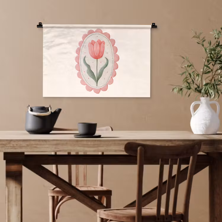 Tulp - Lijst - Ovaal - Illustratie Wandkleed katoen klein -sfeer6