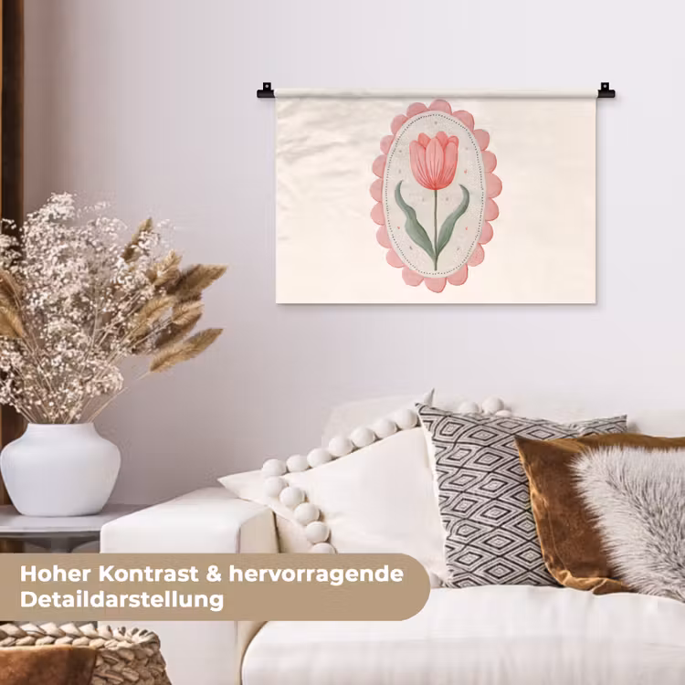Tulp - Lijst - Ovaal - Illustratie Wandkleed katoen klein -tsfeer1_DE