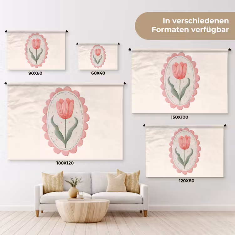 Tulp - Lijst - Ovaal - Illustratie Wandkleed katoen klein -tsfeer8_DE