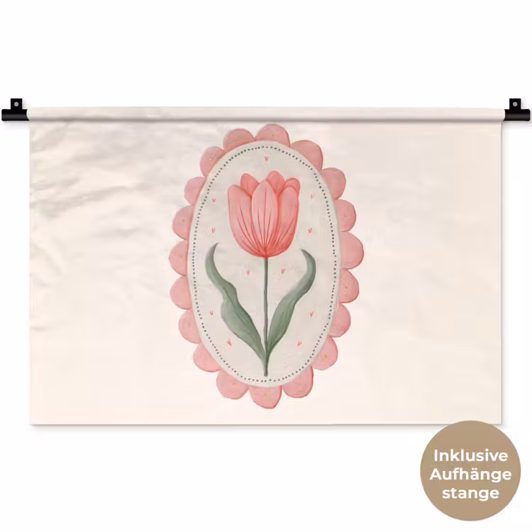 Tulp - Lijst - Ovaal - Illustratie Wandkleed katoen klein -t3d_DE