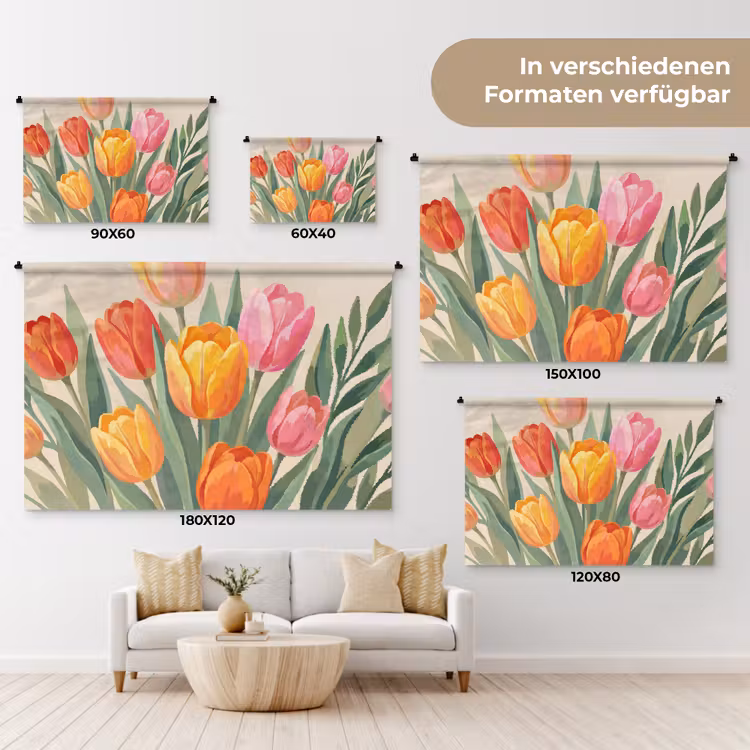 Tulpen - Abstract - Kleurrijk Wandkleed katoen klein -tsfeer8_DE