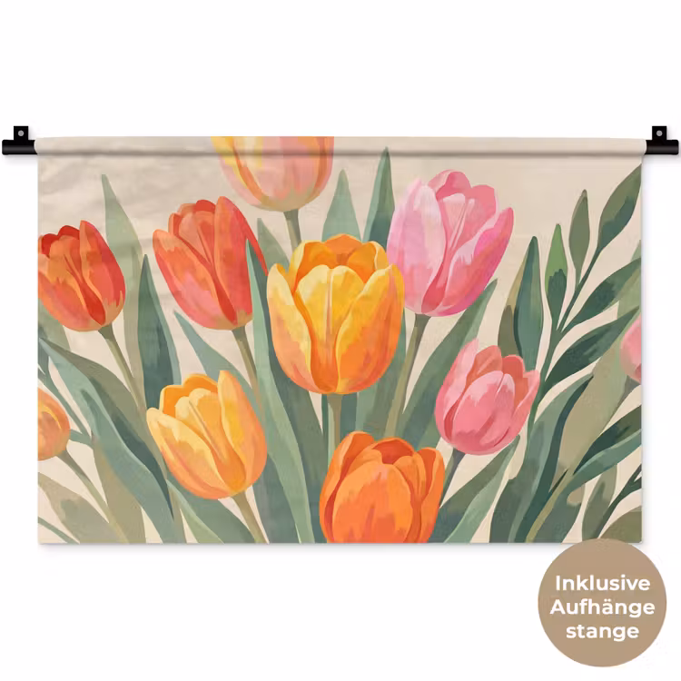 Tulpen - Abstract - Kleurrijk Wandkleed katoen klein -t3d_DE