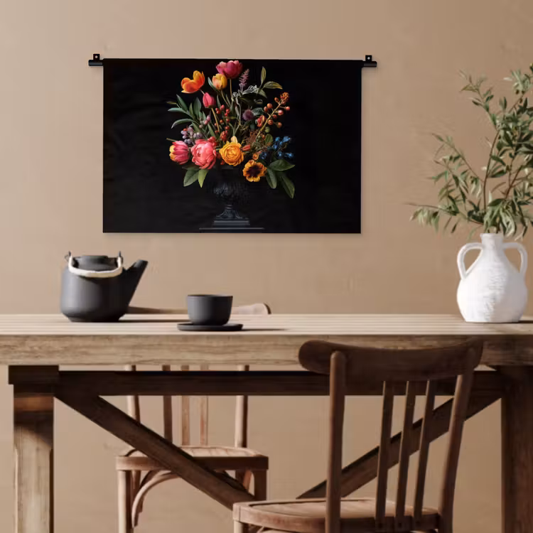 Tulpen - Bessen - Boeket - Vaas Wandkleed katoen klein -sfeer6
