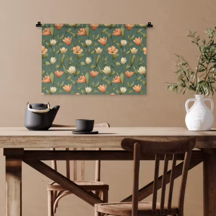 Tulpen - Botanisch - Groen Wandkleed katoen klein 269 -sfeer6