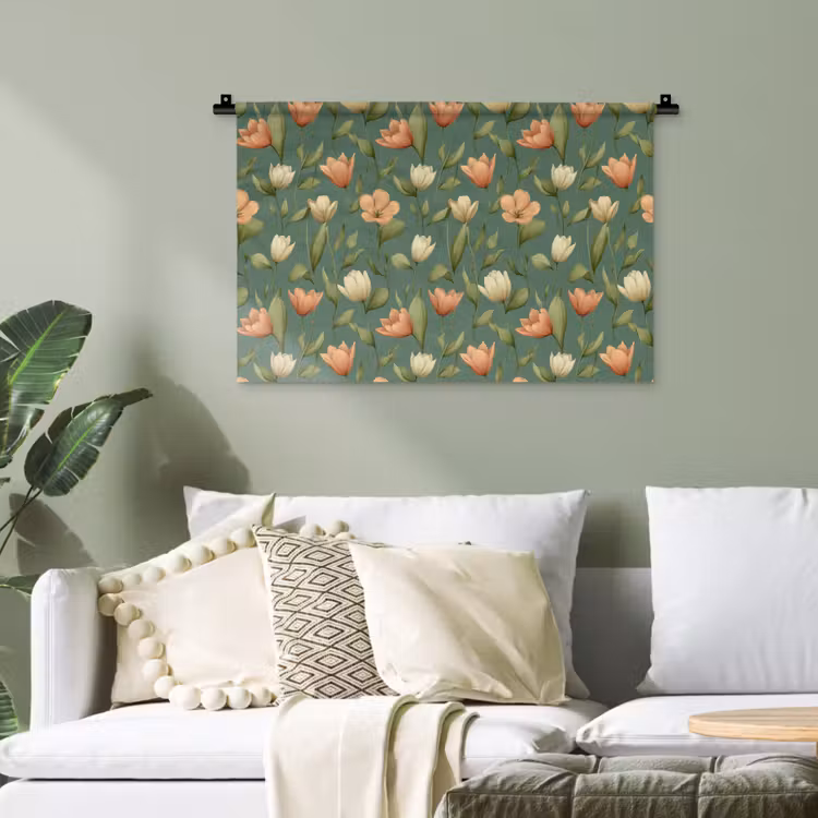 Tulpen - Botanisch - Groen Wandkleed katoen klein 269 -sfeer7