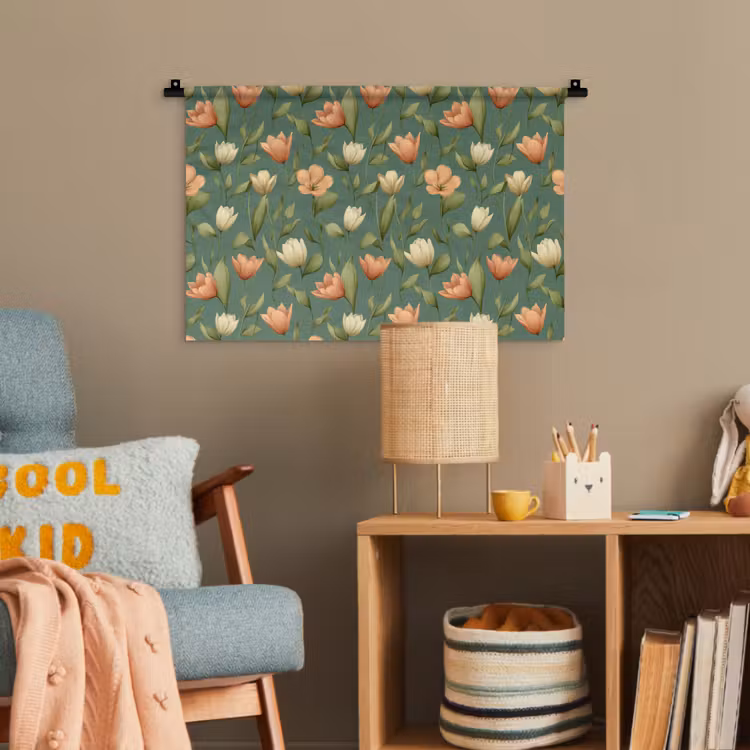 Tulpen - Botanisch - Groen Wandkleed katoen klein 269 -wsfeer4_kind