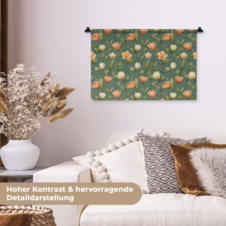 Tulpen - Botanisch - Groen Wandkleed katoen klein 269 -tsfeer1_DE