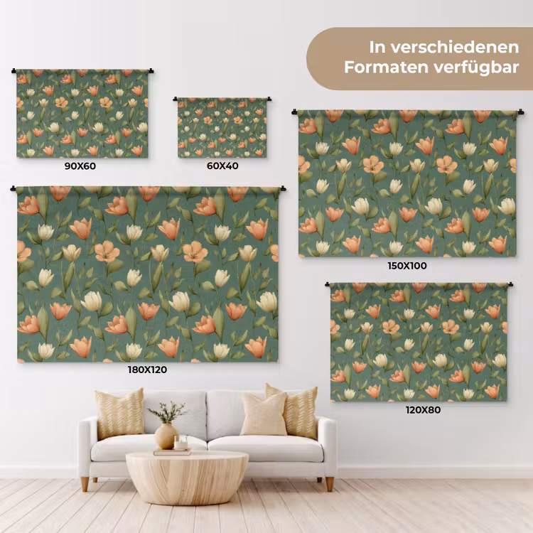 Tulpen - Botanisch - Groen Wandkleed katoen klein 269 -tsfeer8_DE