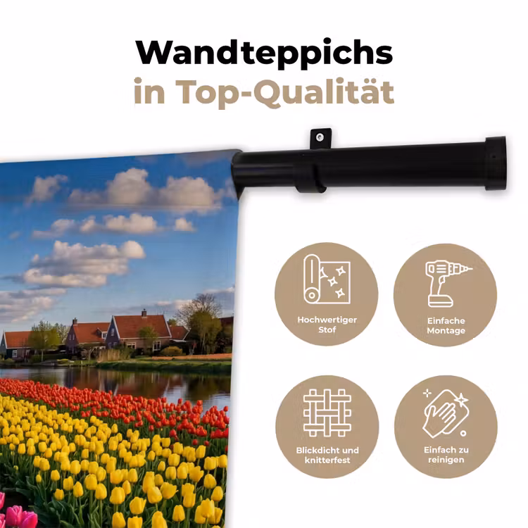 Tulpen - Holland - Molen - Kleurrijk Wandkleed katoen klein -tsfeer2_DE