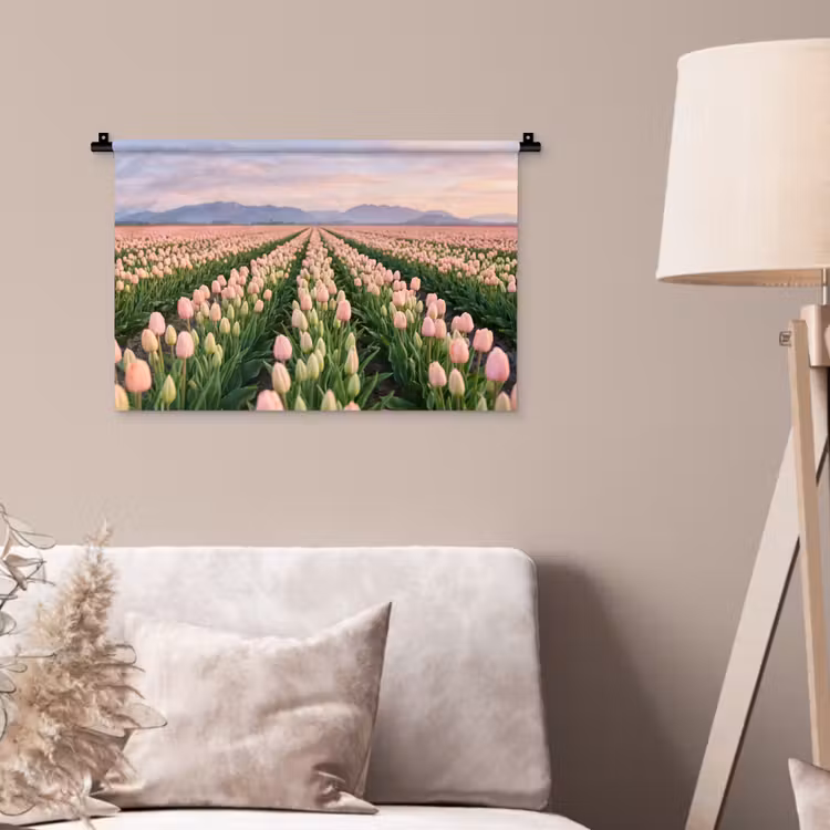 Tulpen - Landschap - Roze Wandkleed katoen klein -sfeer4