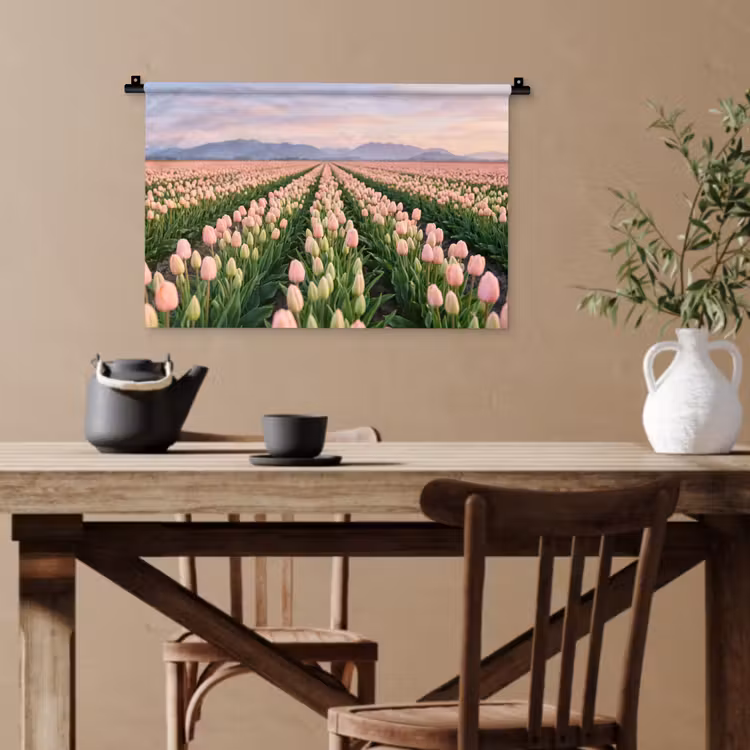 Tulpen - Landschap - Roze Wandkleed katoen klein -sfeer6